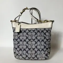 2511-404｜コーチ シグネチャー ショルダーバッグ ホワイト×デニム