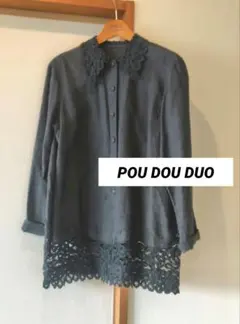 POU DOU DUO リネン レースカラーシャツブラウス ゆったり 麻★美品のサムネイル