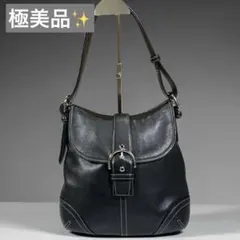 美品 COACH ソーホー ショルダーバッグ フラップ 黒 レザー 斜め掛け