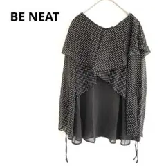 BE NEAT 黒 白ドット柄 レイヤードシャツ ７分袖長袖 透け感 Fのサムネイル