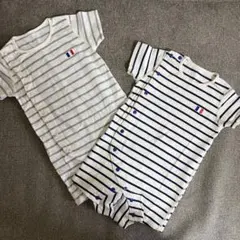 【美品】マルマイユ ボーダーロンパース2点セット80㎝
