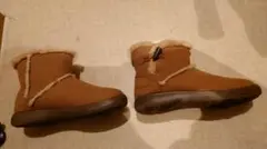 ブラウン スエード風 ショートブーツ