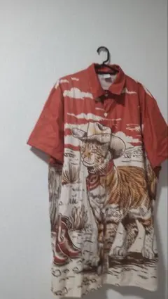 月曜日までセールします 虎とカウボーイハットの半袖シャツ