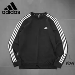アディダス　スリーストライプ　ワンポイントロゴ　トレーナー　ブラック　 Oサイズ