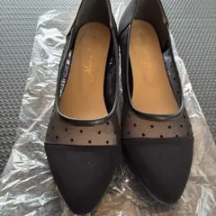 ドット付きメッシュ ブラックパンプス