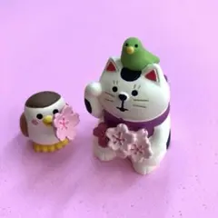 新品　コンコンブル　桜すずめ　桜まねき猫