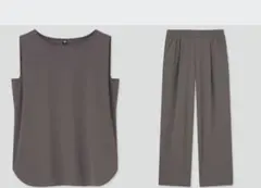 UNIQLO＊クレープジャージーT＊クレープジャージーストレートパンツセット