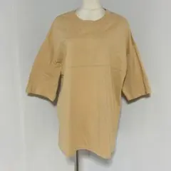 sugar spoon ベージュ 短め袖　Tシャツ　ロング丈　Fサイズ　大きめ