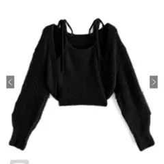 GRL ボレロXリボンキャミソールフェザーニットアンサンブル