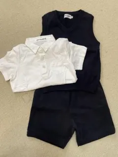 ネイビーブルーとホワイトのベストとショーツセット 100cm フォーマル