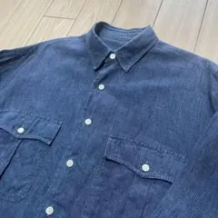 Porter Classic ロールアップリネンストライプシャツ ネイビー Sのサムネイル