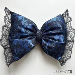 【すぐ発送】♡盛り髪リボン♡ 青色　ひらひらレース　体育祭・スクバ