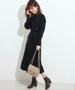 natural couture ナチュラルクチュール ニットワンピース 黒