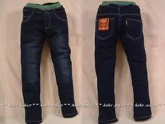 834◆新品【150cm】ネイビー/ストレッチ★シンプル リブデニム 10OZ★