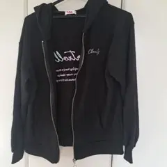 ピンクラテ ブラック パーカー M