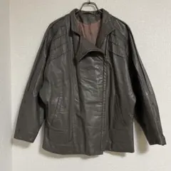 ヴィンテージ　レザージャケット　ジップアップ　レザー　グレー