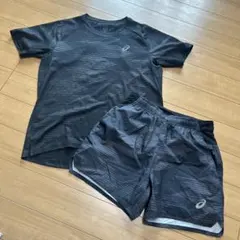 asics ランニングウェア Tシャツ ハーフパンツ セット Sサイズ ブラック