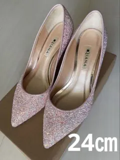 【美品】DIANA ダイアナ グリッター ハイヒール パンプス 24