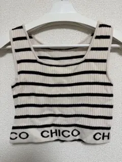 CHICO ストライプ ノースリーブニット F