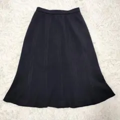 コルディア ひざ丈フレアスカート 黒 9号 М ウール混 上品 光沢感