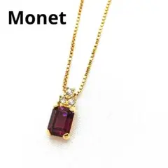 ​Monet モネ ネックレス ゴールド レッドストーン スクエア ヴィンテージ