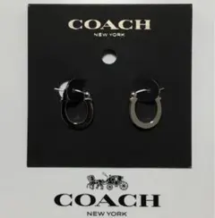新品　ショッパー付　COACH クリスタル シグネチャーC シルバーピアス