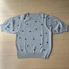 VIS 半袖ニット　ハート刺繍