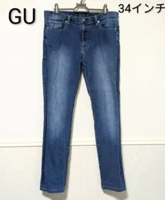 GU　レディース　スキニーデニム　ジーンズ　34インチ　ブルー