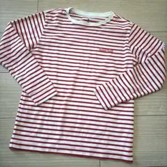 mont-bell 長袖カットソー 130サイズ 白/赤ストライプ