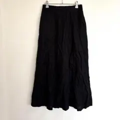 GU【ジーユー】フレアスカート　裏地付き　ウエストゴム　【M】　ブラック　黒