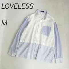LOVELESS　クレイジーパターンストライプ切替シャツ　長袖　日本製　訳ありのサムネイル
