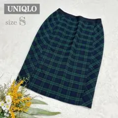 美品✨【ユニクロ】ペンシルスカート(タータンチェック) ダークグリーン S ●