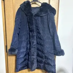 ネイビー ダウンジャケット レッキスファー付き