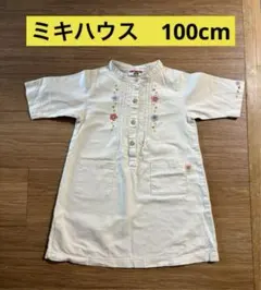 ミキハウス　ワンピース100cm 半袖　女の子　花柄　綿100%