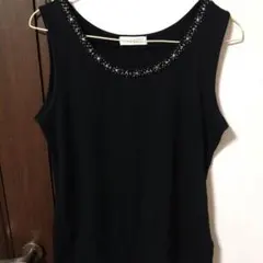 CLOSHI ビーズ装飾 ブラック ノースリーブ