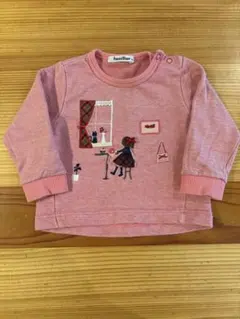 familiar ピンク 刺繍 トレーナー 80