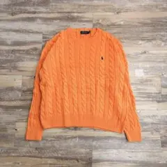 ポロ ラルフローレン XL コットンニット セーター ケーブルニット オレンジ