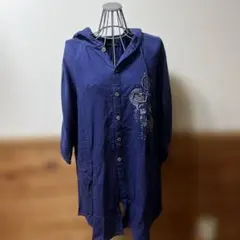 ドラッグストアーズ　ネイビー フード付き シャツ