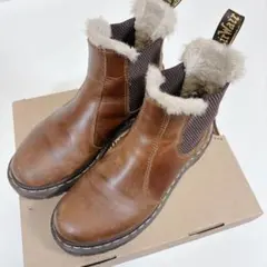 Dr.Martens マーチン ブーツ 2976 ファー 革 茶 箱 24