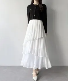ランダムヘムプリーツティアードスカート
