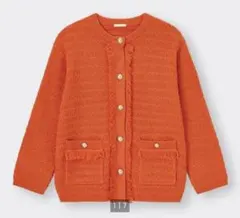 GU ダブルポケットカーディガン S オレンジ