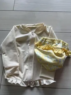 90サイズ 水着・ラッシュガードセット（黄色）