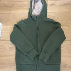 ユニクロ　キッズ フード付きジャケット 緑 ボア内側　140