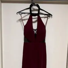 ROBE de FLEURs Glossy ホルターネック ロングドレス 赤