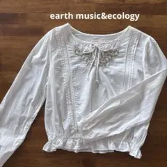 earth music&ecology 長袖 刺繍ブラウス ホワイトのサムネイル
