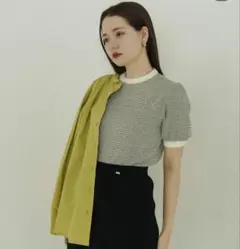 TINA:JOJUN 半袖 ニット トップス グリーンのサムネイル