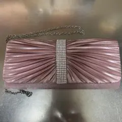 プリーツデザイン パーティーバッグ ピンク