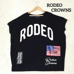 ☆美品☆ ロデオクラウンズ 黒【F】ドルマンTシャツ 刺繍 プリント レディース