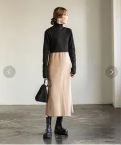 【美品】Noble ノーブル　カラーブロックニットワンピース