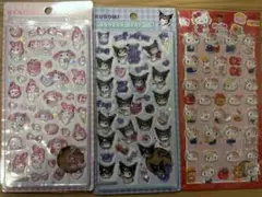 サンリオ3D立体シール 7種セット 硬質＋ぷにぷに弾力シール おまけチャーム付き